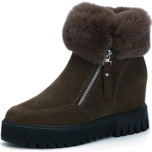 2018 Winter cotton boots women sheight increasing snow boots warm Suede boots woman shoes zipper casual short boots