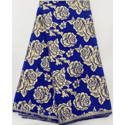 2021 Elegant Royal Blue Jacquard Lace Fabric African Brocade Material Nigerian DIY Tissu For Sewing Bridal Dress PJZ3