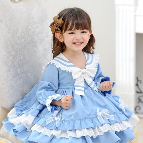 2021 New Lolita Childrens Dress Costumes Kids Baby 2 3 4 5 6 7 8 9 Years Girls Dress College Spanish Princess Style