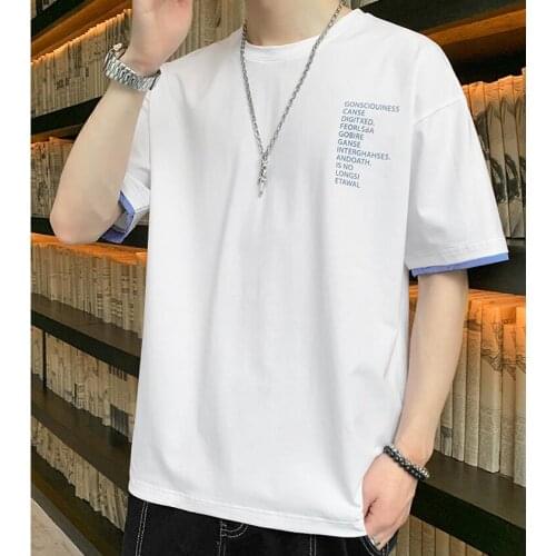 2021 New Summer Cotton Tops Mens T-Shirt Short Sleeve Men Streetwear O-neck tee shirt