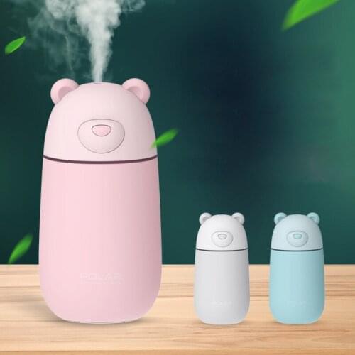 300ml Polar Bear Air Humidifier USB LED Light Aromatherapy Diffuser Air Purifier Home Car Mist Maker Refresher Humidificador