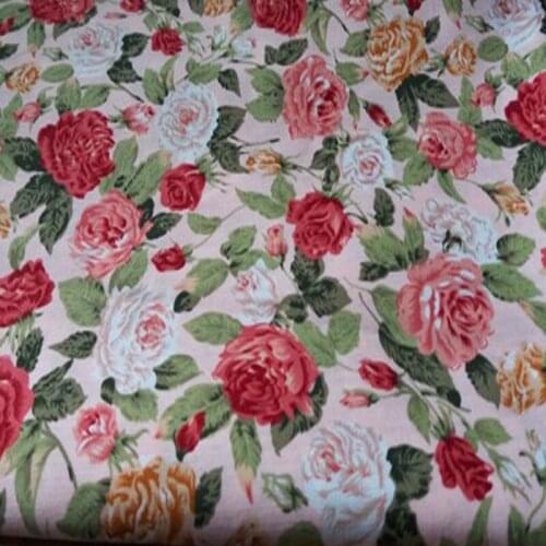 50x145cm Pretty Blooming White Pink Red Rose Flower Printed Cotton Poplin Fabric Quilting Baby Bedding Tilda Cloth fabric