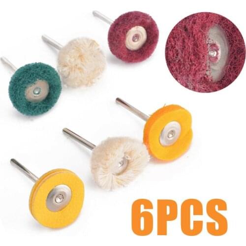 6Pcs Polisher Buffer Wheel Polishing Buffing Pad Brush For Rotary Drill Bit Set