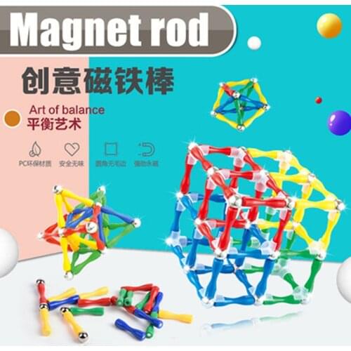 63-124pcs Magnet Building Blocks 3D DIY Rod Ball Stacking Bricks Building Construction Magnetic Jigsaw Model Educational Toy