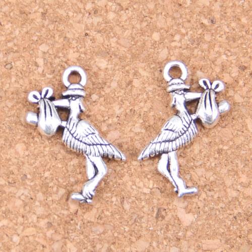 72pcs Charms stork baby bird 23x18mm Antique Pendants,Vintage Tibetan Silver Jewelry,DIY for bracelet necklace