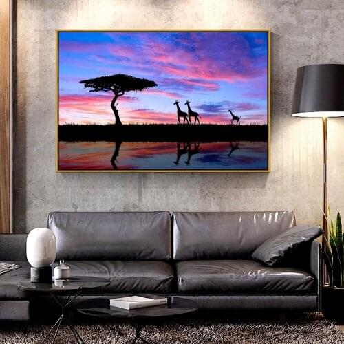 Artcozy Oil Canvas Painting deers walking to the tree For Home Decoration Wall Art