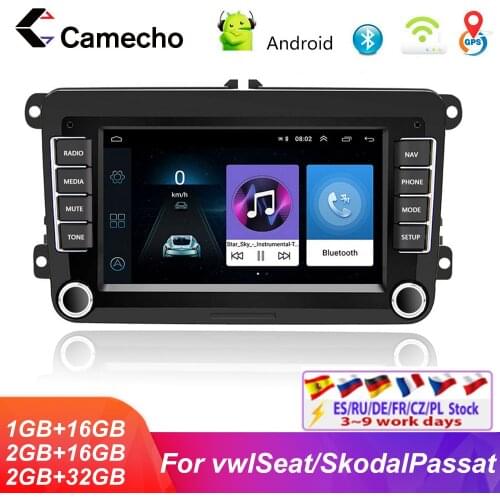 Camecho 2Din Android 8.1Car Radio For VW/Volkswagen/Golf/Polo/Tiguan/Passat/b7/b6/leon/Skoda/Seat/Octavia GPS Multimedia Player