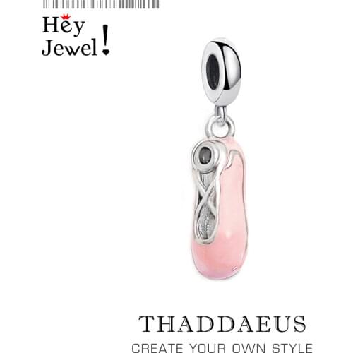 Charm Pendant Pink Ballet Slipper,Europe Accessories Jewelry For Women Ballerinas 2020 New Gift 925 Sterling Silver Fit Bracelet