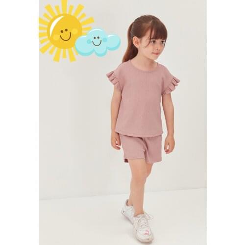 Trendyol Ruffle Detail Female Child Knitted Bottom-Top Suit TKDSS21AU0526