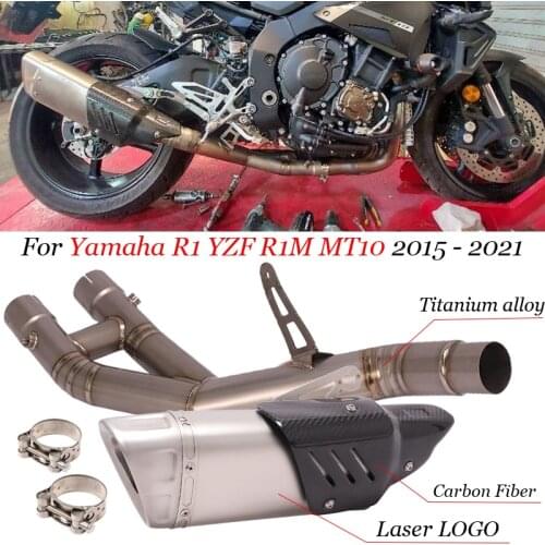 For Yamaha YZF R1 MT-10 2015 - 2020 Motorcycle Exhaust Escape Moto Titanium Alloy Mid Link Pipe Delete Silencer Modify Muffler