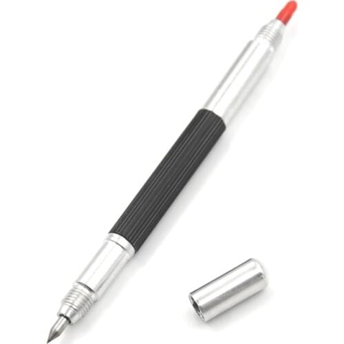 Double End Sharp Tungsten Steel Tip Scriber Clip Pen Ceramics Glass Shell Metal Construction Marking Tools 137mm Drop Shipping