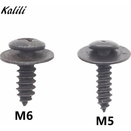 10Pcs Fixed Auto Car Body Fender Screws M5 M6 Metal Rivet Fastener cross self tapping Phillips Screws