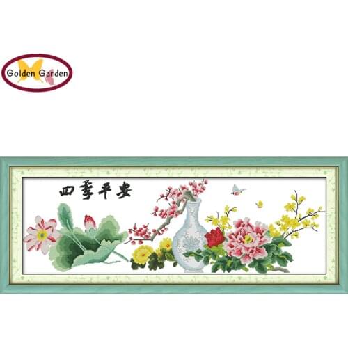 GG Peace In Seasons Stamped Cross Stitch Embroidery 11CT 14CT DIY Needlework Chinese Cross Stitch Kits Painting for Home Decor