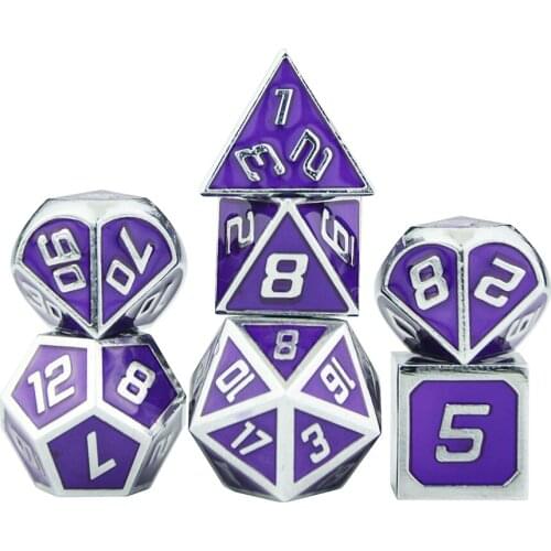 Italics Font Polyhedral 7pcs/set Metal Dice with Black Drawstring Bag As Collection , for D&d Party/Family Games RPG Dados