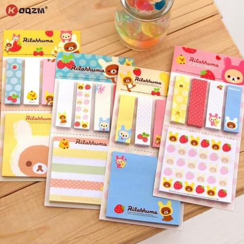 Stationery Rilakkuma Cute Cartoon Bear Sticky Notes Memo Pad School Supplies Planner Stickers Paper Bookmarks