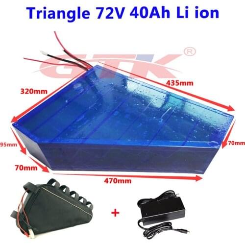 Triangle 72v 40Ah lithium battery pack li ion for electric bike 5000w scooter kit golf cart with 72v bms + 5A charger