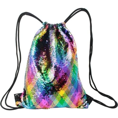 Sequins Multicolor Drawstring Bag woman Satchel Backpack Bags Schoolbag Bundle Pocket Drawstring Storage Rucksack Storage bag