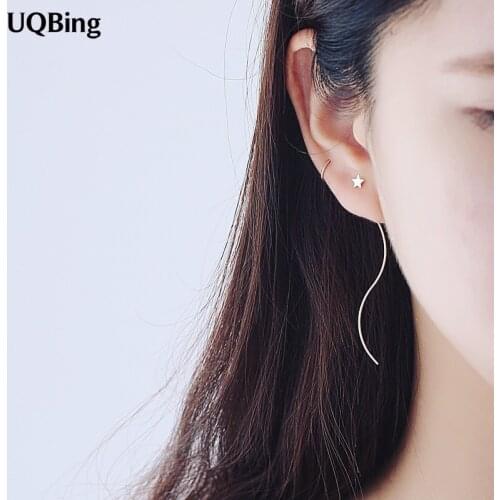 Fashion 925 Sterling Silver Star Drop Earrings Long Chain Tasel Earrings Jewelry Wholesale Free Shipping