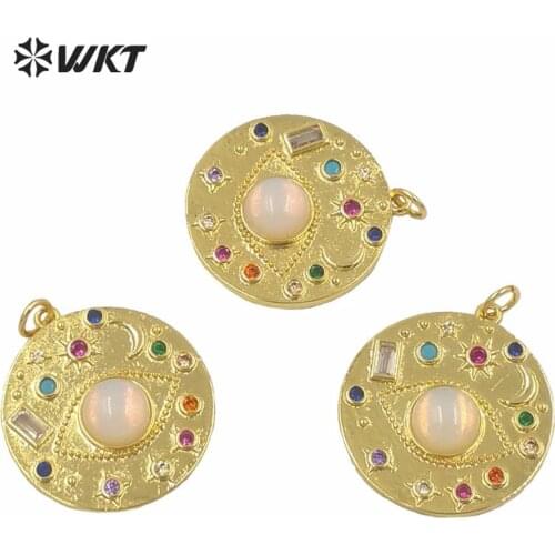 MP184 Handmade Boho Opal Eye CZ Pendant Bijoux Pendants For Women Turkish Evil Eye Lucky Pendant Jewelry Full Gold Plated