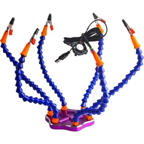 Bench Vise Table Clamp Soldering Station with 6pc Flexible Arms Soldeirng Iron Holder PCB Welding Repair Third Hand Tool