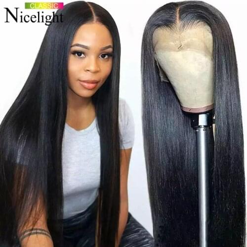 Nicelight Brazilian Straight Hair HD Lace Front Wigs Remy Lace Frontal Wig Pre-plucked Natural Wigs Human Hair For Black Women