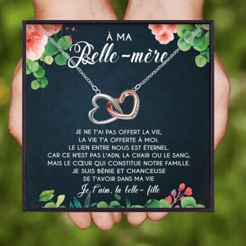 Heart Pendant Necklace for Women Daughter in Law Crystal Chain Necklace La Fille Necklaces Women Family Jewelry Christmas Gift