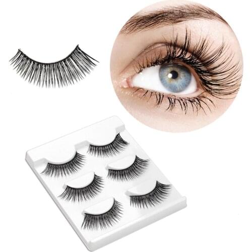 Eyelashes 3Pcs 3D Mink Hairs False Eyelashes Naturally Extend Small Bunches of Fluffy Eyelashes Makeup Beauty Extension Tools