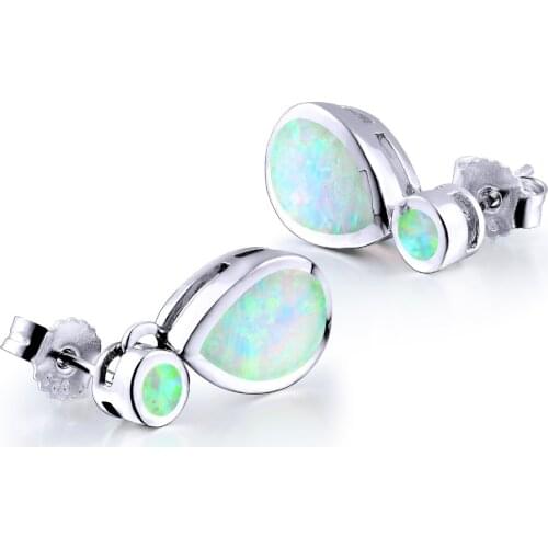 DORMITH real 925 sterling silver earrings created white red fire water drop opal drop earring for women jewelry