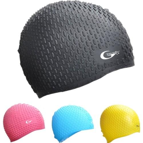 Silicone Particle 3D Waterproof Swimming Cap FOR Men & Women Cover Ear Bone Pool Long Hair Swimming Men Hat 3 Color