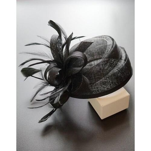 Women Sinamay Fascinator Hat For Wedding Pillbox Hat Flower Lady Derby Cloche Hat Church Dress Party Fedora Cocktail Beret Cap