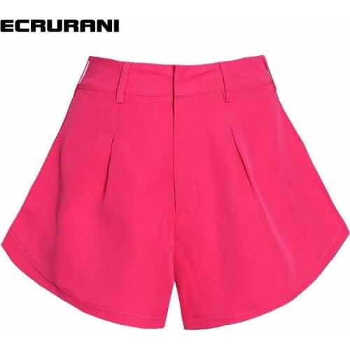 ECRURANI Patchwork Casual Shorts For Women High Waist Solid Minimalist Short Pants Female Summer Clothing 2021 Fashion New Style