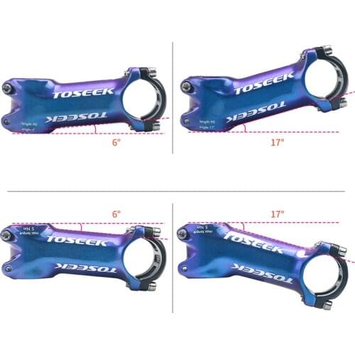 TOSEEK Gradient color Bike stem MTB/Road Bike Stem 6°17° Degree High-Strength Lightweight 31.8mm aluminium alloy Handlebar XC