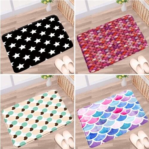 Dots Modern Home Floor Mats Color Doormat Bathroom Carpet Geometry Toilet Bath Mat Anti-Slip Door Bedroom Kitchen Rugs Flannel