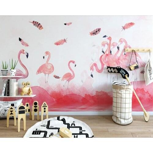 Modern simple hand drawn flamingo feather 3d wallpaper pape de parede,living room tv sofa wall bedroom wall papers home decor