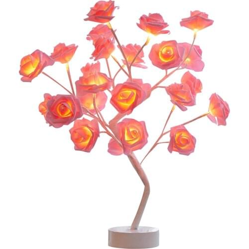 LED Table Lamp Lights Rose Flower Tree USB /Battery Night Lights Home Decoration Bonsai Christmas Lights Wedding Bedroom Decor