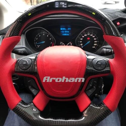 Carbon Fiber Steering Wheel LED Shift Lights Display For Ford Focus 3 2012-2014 C-MAX 2011-2014 KUGA Escape 2013-2016