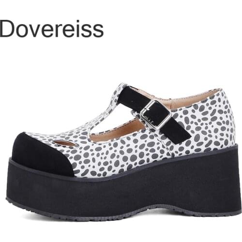 Dovereiss Fashion Womens Shoes Summer New Elegant Buckle Consice Platform Consice Leopard Print Pumps Sexy 46 47 48