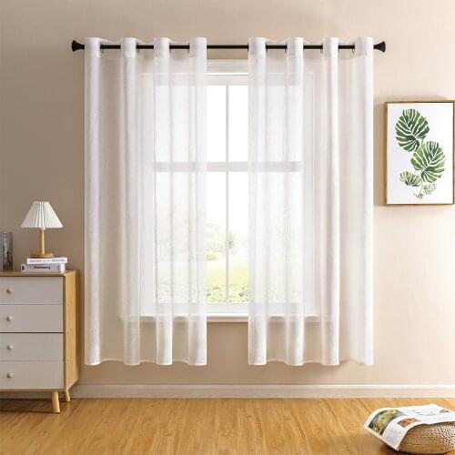 XUNTUO Modern Short Japanese Style Sheer Curtains for Living Room Bedroom Linen Tulle Kitchen Window Treatment Drapes
