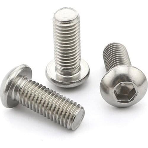 100pcs/lot ISO7380 Stainless steel SUS304 hexagon socket button head screw M2 M2.5 M3
