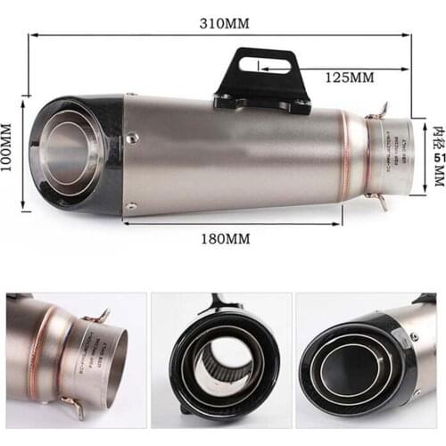 For CBR300 Z900 CBR1000 ZX6R S1000R Z800 Motorcycle Exhaust Pipe 51mm 60mm Exhaust Muffler System Project Motocross Exhaust Pipe