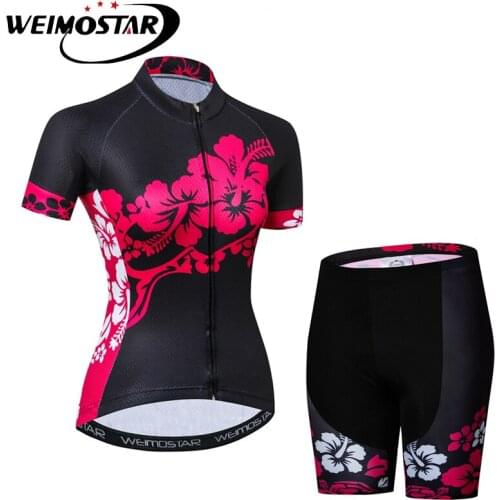 WEIMOSTAR Women Cycling Set Quick Dry Bike Jersey Short Sleeve 3D Gel Pad MTB Cycling Clothing Cycle Jersey Sets Ropa Ciclismo