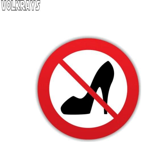 Volkrays Funny Car Sticker Warning Car Sticker No Women Shoe Accessoreis Reflective Waterproof Sunscreen Vinyl Decal,10cm*10cm