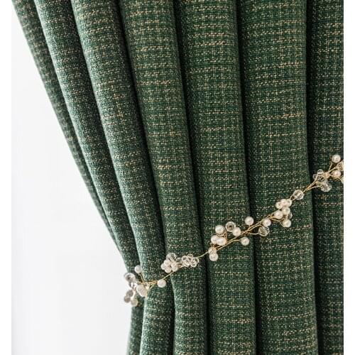 Custom curtains modern Simplicity Nordic Texture cotton green Jacquard blackout curtain livingroom thick bedroom tulle M1082