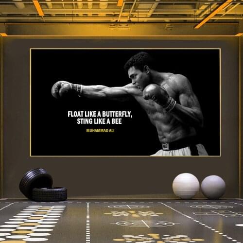 Famous Boxer Inspirational Canvas Painting Black and White Sports Poster and Prints Wall Art Pictures for Living Room Home Decor