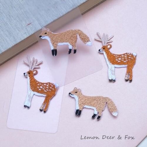1 pc Deer Fox patches for clothing embroidered patch applique iron on patches accessories badge stickers on clothes Jeans bags