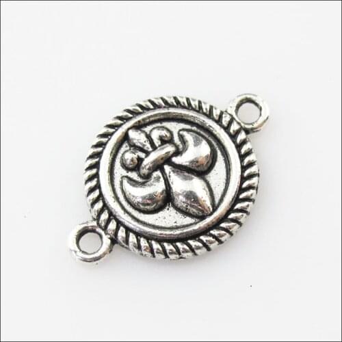 20 New "Fleur de lis Connectors Tibetan Silver Tone Charms Pendants 15.5x22.5mm