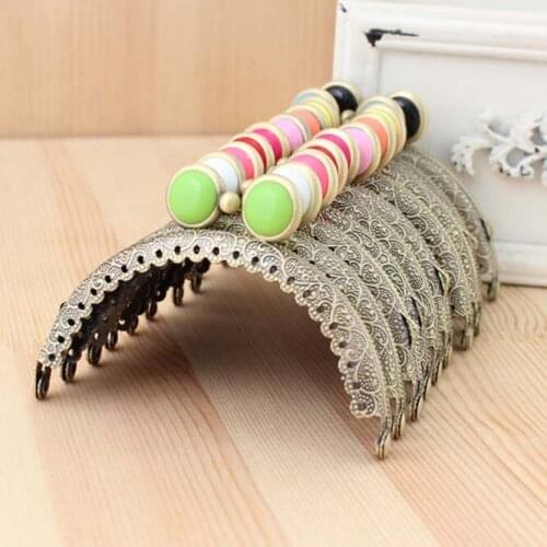 20PCS/LOT 8.5cm Colorful flat bead Metal Purse Frame semicircle antique bronze brass lace Coin Purse Frames,Freeshipping JY01