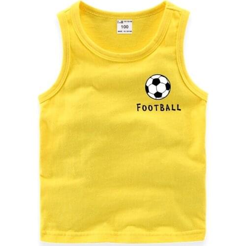 2021 Summer Kids Girls Baby Fashion T Shirt Football Print Sleeveless Vest Cotton Boys Children O-neck T-Shirts Tops Clothing