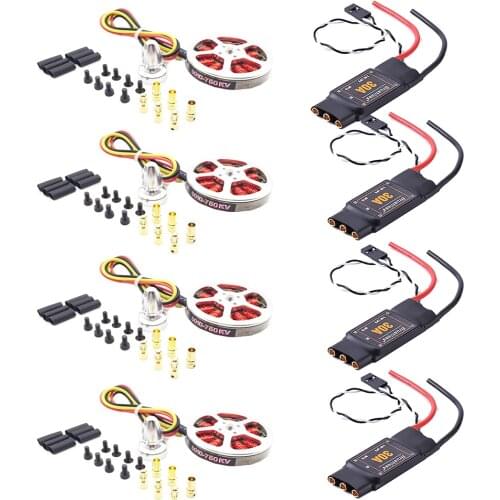 High quality 4Pcs 5010 360KV/750kv High Torque Brushless Motors + 4Pcs Brushess 30A ESC OPTO 2-6S for F550 ZD550 ZD850