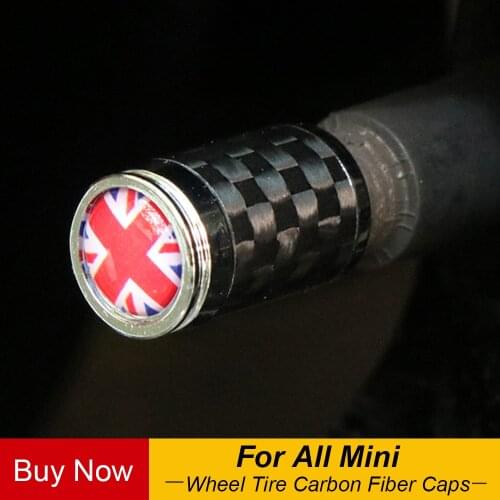 4pcs Car Wheel Tire Carbon Fiber Union Jack Valves Tyre Stem Caps Cover For MINI Cooper One S Countryman Universal Car Styling
